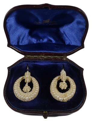 Lot 595 - DIAMOND PENDANT AND PAIR OF SEED PEARL EARRINGS