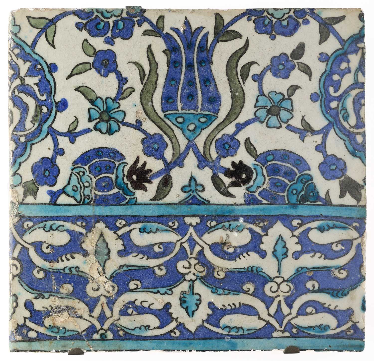 Lot 68 - A DAMASCUS TILE, OTTOMAN SYRIA, CIRCA 1600