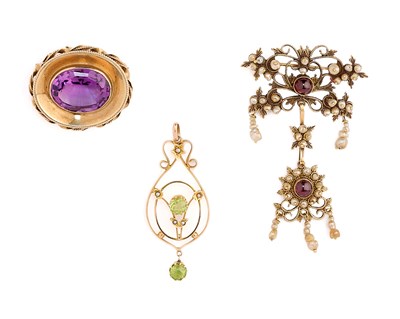 Lot 341 - TWO BROOCHES AND A PENDANT