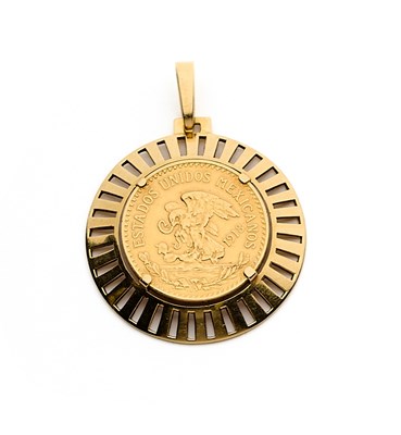 Lot 190 - A MEXICAN GOLD TWENTY PESOS COIN PENDANT