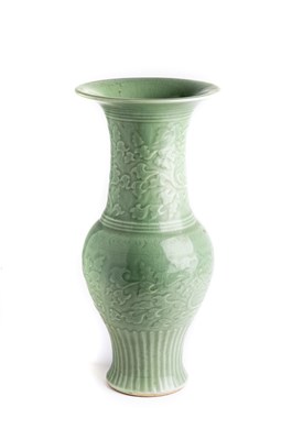 Lot 14 - A CHINESE CELADON GLAZED YENYEN VASE, 18TH CENTURY