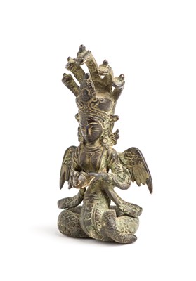 Lot 60 - A BRONZE FIGURE OF A NAGA, NEPAL, 19TH CENTURY