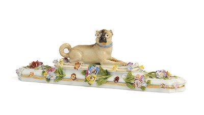 Lot 16 - A MEISSEN 'PUG' PAPERWEIGHT, MID 19TH CENTURY