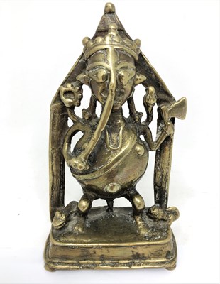 Lot 77 - A BRASS FIGURE OF GANESHA, HIMACHAL PRADESH, NORTHERN INDIA