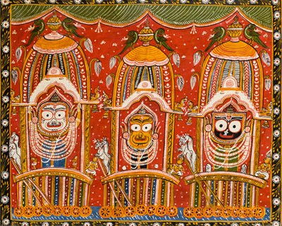 Lot 93 - THREE JAGANNATH PAINTINGS, ORISSA, EASTERN INDIA, 20TH CENTURY