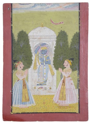 Lot 100 - A MEWAR PAINTING OF DEVOTEES OF VISHNU, UDAIPUR, LATE 18TH CENTURY