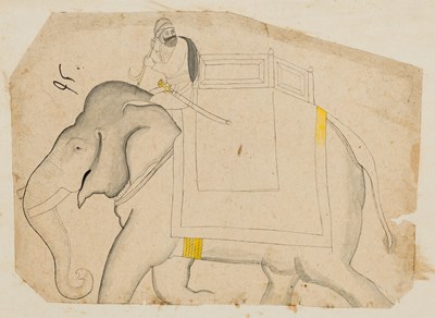 Lot 114 - PAHARI DRAWING OF AN ELEPHANT, PUNJAB HILLS, EARLY 19TH CENTURY