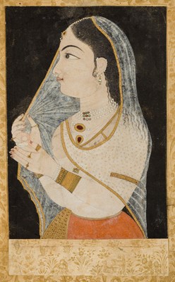 Lot 122 - PORTRAIT OF A COURTESAN, JAIPUR, RAJASTHAN, INDIA, MID 18TH CENTURY