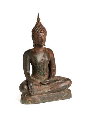 Lot 130 - A BRONZE FIGURE OF BUDDHA, THAILAND, 19TH CENTURY