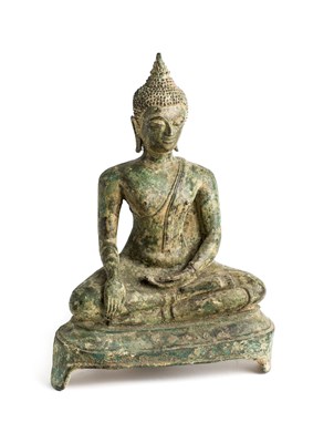 Lot 133 - AN AYUTHIA BRONZE FIGURE OF BUDDHA, THAILAND, 16TH / 17TH CENTURY