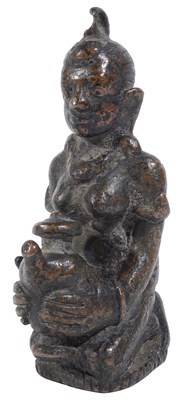 Lot 138 - A BRONZE FIGURE OF A GODDESS, PROBABLY GANGA, JAVA, 13TH / 14TH CENTURY