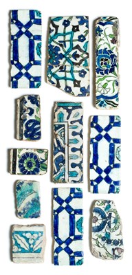 Lot 140 - ELEVEN DAMASCUS TILE FRAGMENTS, OTTOMAN SYRIA, 16TH -18TH CENTURY