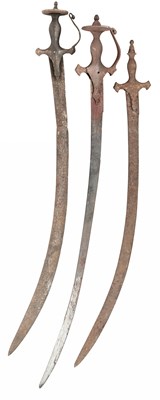 Lot 32 - THREE INDIAN SWORDS (TALWAR), 18TH/19TH CENTURY