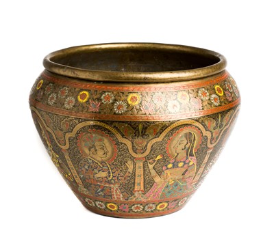 Lot 152 - A BENARES BRASS JARDINIERE, NORTHERN INDIA, CIRCA 1900