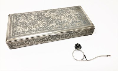 Lot 155 - A SILVER CIGARETTE BOX, PERSIA, 1920-30