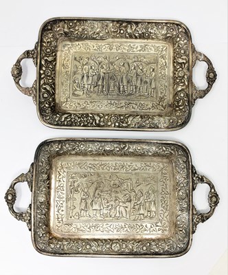 Lot 156 - A PAIR OF MINIATURE SILVER TRAYS, PERSIA, CIRCA 1900