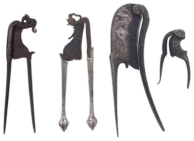 Lot 163 - FOUR PAIRS OF IRON BETEL CUTTERS, INDONESIAN ARCHIPELAGO, 19TH CENTURY