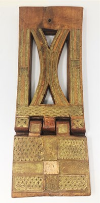 Lot 169 - TWO FOLDING WOOD BOOK CRADLES, ETHIOPIA, 20TH CENTURY