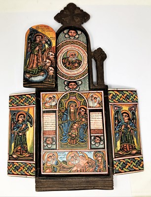 Lot 170 - A PORTABLE ICONASTASIS, ETHIOPIA, 20TH CENTURY