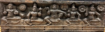 Lot 175 - A CARVED WOOD FRIEZE PANEL, SOUTH INDIA, 18TH / 19TH CENTURY