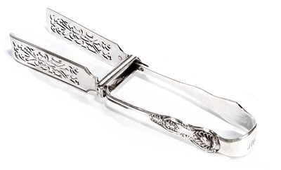 Lot 211 - A PAIR OF VICTORIAN SILVER ASPARAGUS TONGS, CHARLES BOYTON, LONDON, 1866