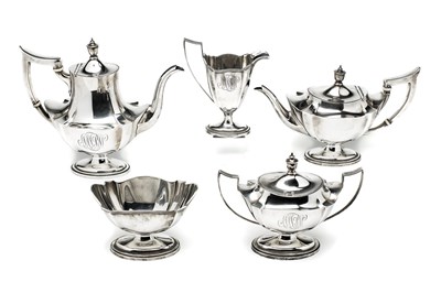 Lot 243 - ËœAN AMERICAN SILVER FIVE-PIECE TEA AND COFFEE SET, GORHAM MFG CO., 1915