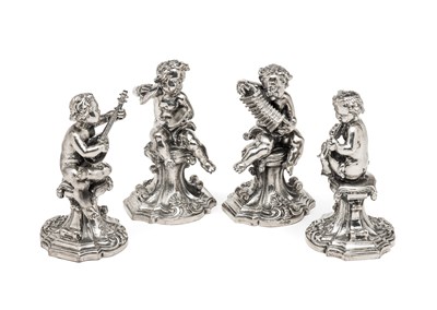 Lot 246 - A SET OF FOUR ITALIAN FIGURES OF PUTTI, RICCI & C., ALESSANDRIA, CIRCA 1960