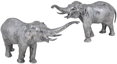 Lot 247 - GERMAN ELECTROPLATE ELEPHANTS, J.P. KAYSER SOHN, KREFELD, CIRCA 1900