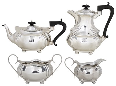 Lot 254 - A GEORGE V SILVER FOUR-PIECE TEA SET, JOSEPH GLOSTER LTD., BIRMINGHAM, 1915