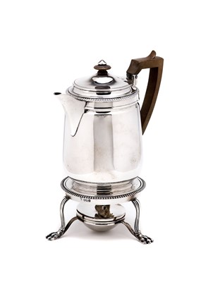 Lot 260 - AN EDWARDIAN SILVER COFFEE BIGGIN ON STAND, LAMBERT & CO., LONDON, 1906