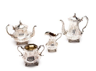 Lot 276 - ËœA VICTORIAN ELECTROPLATE FOUR-PIECE TEA AND COFFEE SET, CIRCA 1855