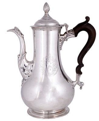 Lot 306 - AN IRISH SILVER COFFEE POT, GEORGE HODDER, CORK, CIRCA 1760