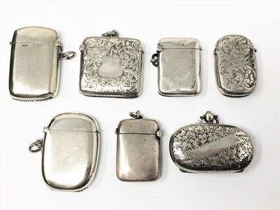 Lot 314 - A COLLECTION OF SIX ENGLISH SILVER VESTA CASES, VARIOUS MAKERS