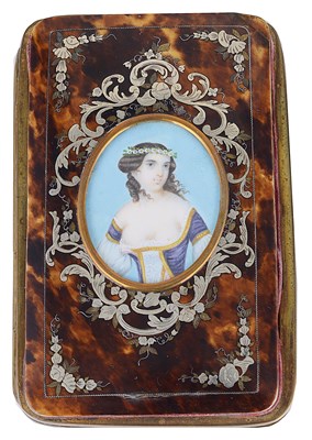 Lot 332 - ËœA FRENCH TORTOISESHELL CARD CASE, PARIS, CIRCA 1855