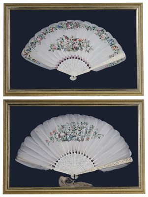 Lot 349 - ËœTWO CHINESE IVORY FANS, PROBABLY CANTON, CIRCA 1900