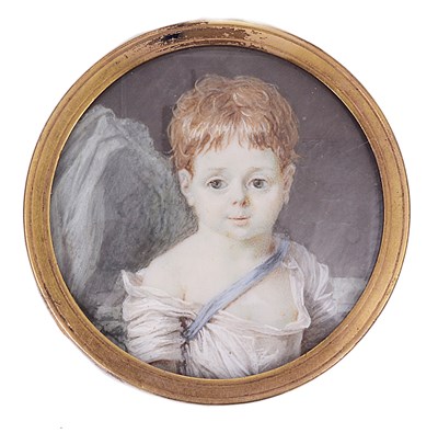 Lot 352 - ËœA PORTRAIT MINIATURE OF A CHILD, ATTRIBUTED TO J.B.J. LE TELLIER, CIRCA 1790