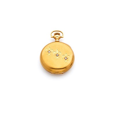 Lot 358 - A GOLD AND DIAMOND LADY'S POCKET WATCH, ELGIN WATCH CO., CIRCA 1911