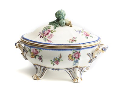 Lot 2 - A SEVRES PORCELAIN TUREEN AND COVER