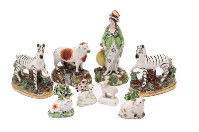 Lot 39 - A COLLECTION OF EIGHT STAFFORDSHIRE FIGURES, 19TH CENTURY