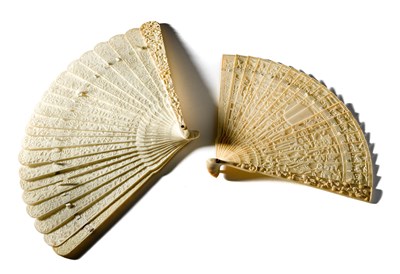 Lot 46 - TWO CHINESE IVORY BRISE FANS