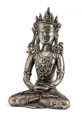 Lot 71 - â“Œ A SILVER ALLOY FIGURE OF A KUNZANG AKOR