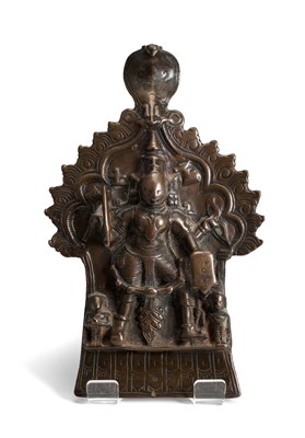 Lot 83 - A BRONZE VIRABHADRA PLAQUE