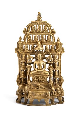 Lot 89 - AN EARLY JAIN BRONZE SHRINE DEPICTING RISHABANATHA