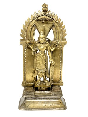 Lot 92 - A LARGE BRASS SHRINE DEPICTING VIRABHADRA