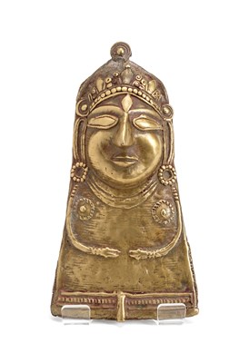 Lot 98 - A BRASS SIVA MASK (MOHRA)