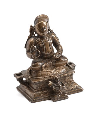 Lot 100 - A BRONZE FIGURE OF SIVA WITH THE TAMIL SAINT APPAR