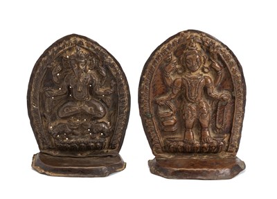 Lot 102 - TWO COPPER REPOUSSE DEVOTIONAL PLAQUES