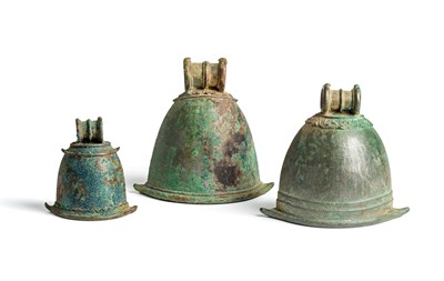 Lot 127 - THREE KHMER BRONZE BELLS