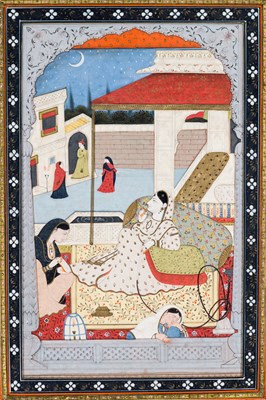 Lot 144 - A MAIDEN RECLINES ON A TERRACE AT NIGHT