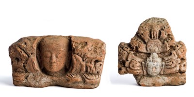 Lot 145 - TWO JAVANESE TERRACOTTA ANTEFIXES